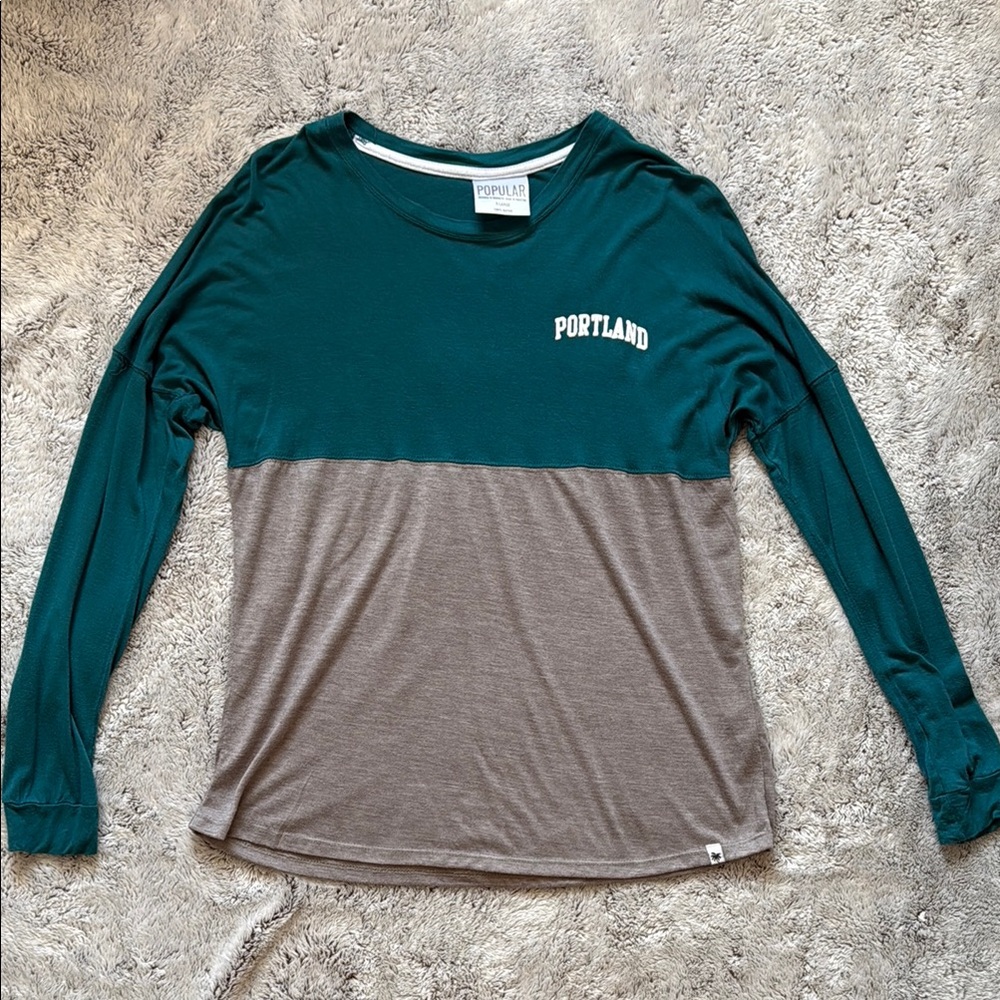 Portland Teal and Gray Long Sleeve Shirt